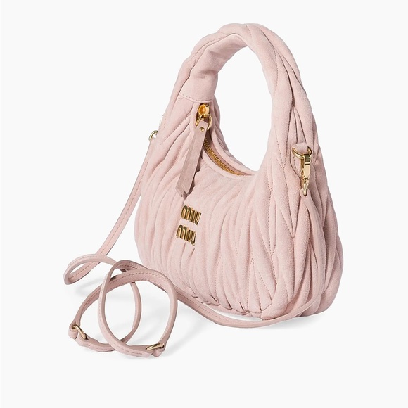 Miu Miu Handbags - Miu Miu Blush Pink Quilted Shoulder Bag with Gold Hardware